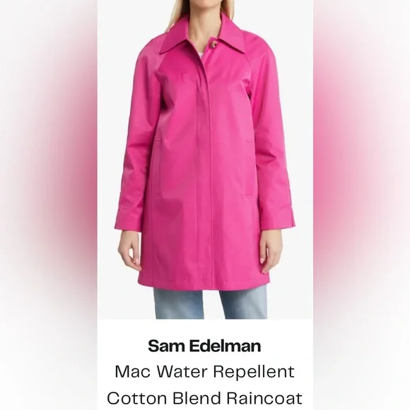 Sam Edelman Mac Water Repellent Cotton
Blend Raincoat trench fuchsia NWOT XL - Picture 1 of 16